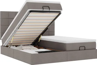 Produktbild von vidaXL Ottoman-Bett mit Matratzen & LEDs Taupe 160x200 cm Stoff