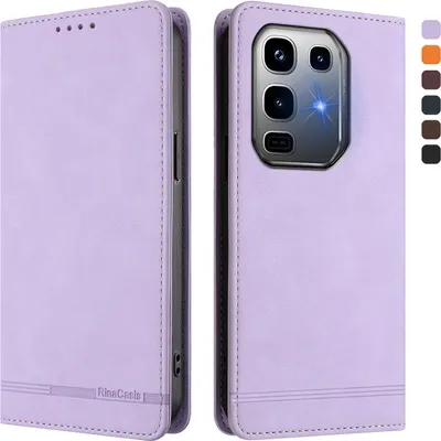 Image de Etui pour Infinix Note 50 Pro+ 5G, étui rétro en cuirPolyuréthaneavec support et fentes pour cartes Violet