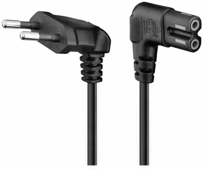 Zdjęcie produktu dla Kabel sieciowy GOOBAY Euro z podwójnym złączem rowkowym, czarny, 2 m, 90°, odpowiedni dla SONOS PLAY 1 i 5