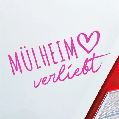 Produktbild von Auto Aufkleber Hellweg Druckerei Mülheim verliebt Herz Stadt Heimat Liebe Car 19x19 cm Pink Sticker Heckscheibenaufkleber