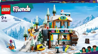 Produktbild von LEGO 41756 Friends Skipiste und Café Winter-Set mit Liann-, Aron- und Zac-Minipuppen und Fuchs-Tierfigur, Spielzeug für Mädchen, Jungen und Kinder, kreatives Weihnachtsgeschenk