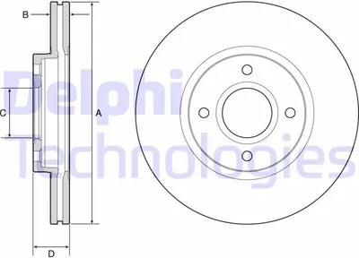 Produktbild von 2x DELPHI Bremsscheibe BG4569C für FORD Fiesta Mk6 Schrägheck (JA8 JR8) 44mm