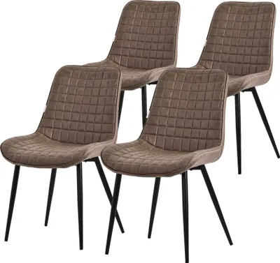 Produktbild von ML-Design Esszimmerstühle 4er Set, Braun, Sitzfläche aus Kunstleder mit schwarzen Metallbeinen, Küchenstühle mit Rückenlehne