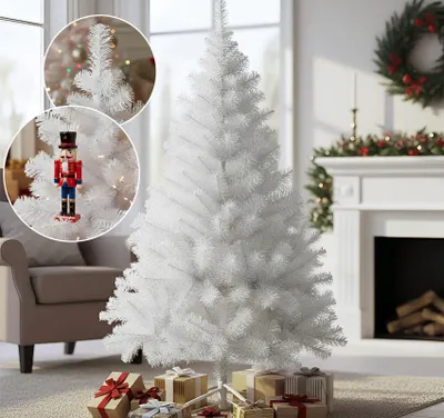 Produktbild von Weihnachtsbaum Weiss 150 cm Künstlicher Weihnachtsbaum mit 420 Spitzen  Tannenbaum Künstlich mit Metallständer Christbaum wie echt Einfache Montage