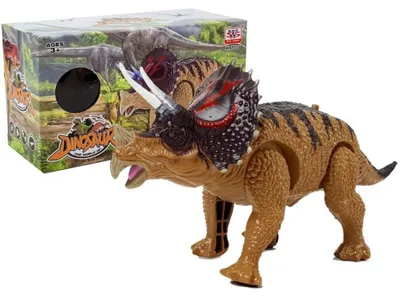 Zdjęcie produktu dla Dinozaur Triceratops żółty z bateriami