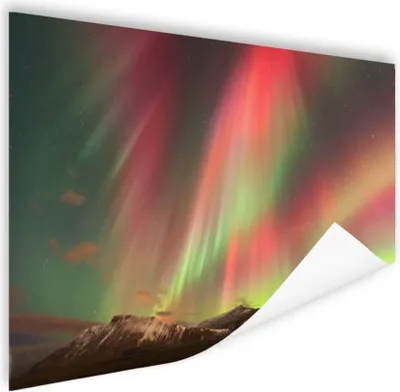 Produktbild von MuchoWow® Poster Nordlichter - Grün - Rosa - Berg 120x80 cm - Bilder