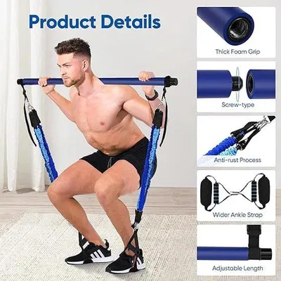 Productafbeelding van Famanu Fitness Set: weerstandsbanden (5/42 x 11 x 0,1 cm) - Pilatesstang