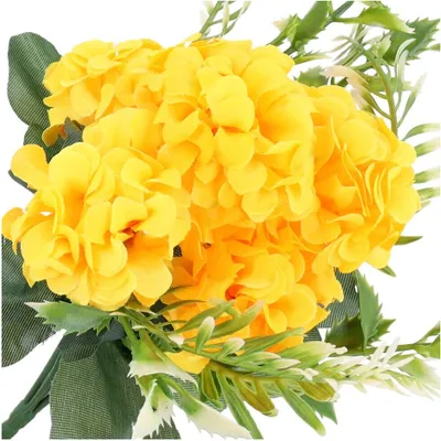 Produktbild von Dekolo Kunstblumen Blumensträuße Kunstpflanzen Chrysanthemen für den Friedhof Gelb 26cm