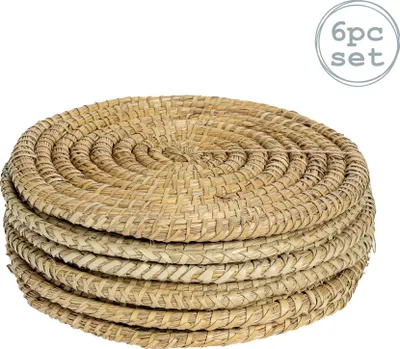 Produktbild von Runde Tischsets aus gewebtem Palmblatt - 30 cm - 6er-Pack