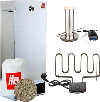 Produktbild von ITA Räucherofen 7003 - Premium XL Räucherschrank mit 3 Etagen 111 cm - Legierter Stahl - Smoker - Qualität  EU Direkt vom Hersteller