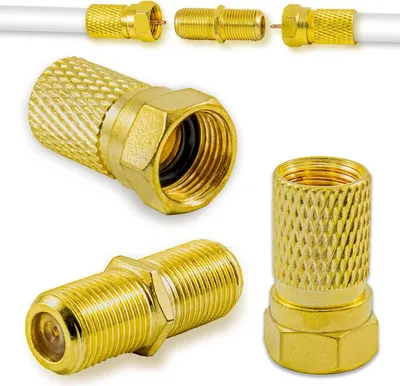 Produktbild von SET 10x F-Stecker 5x F-Verbinder vergoldet 7,00mm HD Receiver PVR Ready
