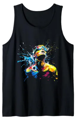 Image de T-shirt sans manches pour homme, motif aquatique, idéal pour la natation, les sports nautiques ou les sauveteurs