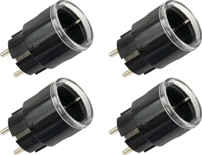 Produktbild von SHELLY WLAN-Steckdose Plug S Gen3, Matter, schwarz, 4 Stück