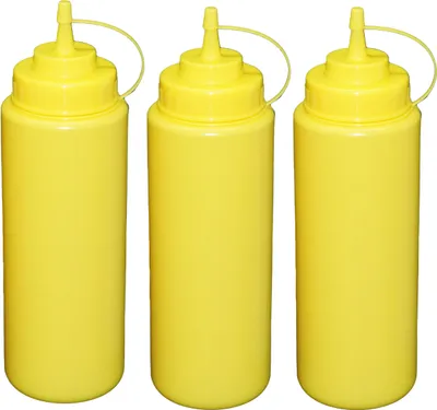 Produktbild von 3 Stück gelbe Quetschflaschen 1 Liter Dosierflasche Spenderflasche Dressingflasche