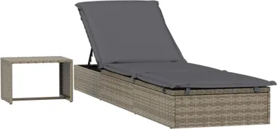 Produktbild von vidaXL Sonnenliege 1 Stk. mit Tisch Grau Poly Rattan
