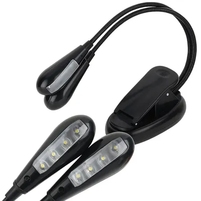 Zdjęcie produktu dla Lampka z klipsem podwójna LED do czytania bezprzewodowa na baterie do książki łóżka biurka laptopa