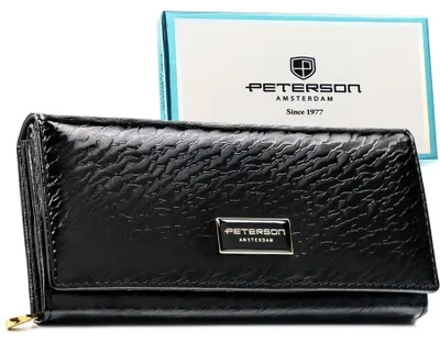 Obrázek produktu pro Peterson dámská peněženka horizontální černá přírodní a ekologická kůže RFID 18,5x10 cm