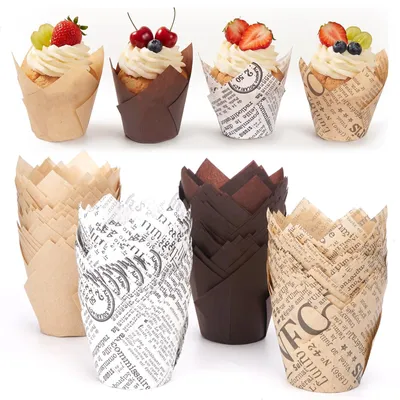 200 Papier-Muffinförmchen, Tulpenform, 5x8 cm, 4 Farben