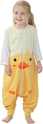Obrázek produktu pro Dětské pyžamo bez rukávů - bavlněný spací pytel se zipem u nohou - zimní pyžamo, 1-6 let M Little Yellow Duck
