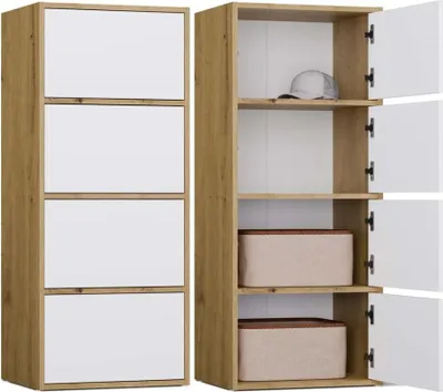 Immagine prodotto di BDW, cassettiera a 4 ante, ALMA, sistema Tip-ON, 50×119×40 cm, rovere Artisan / bianco
