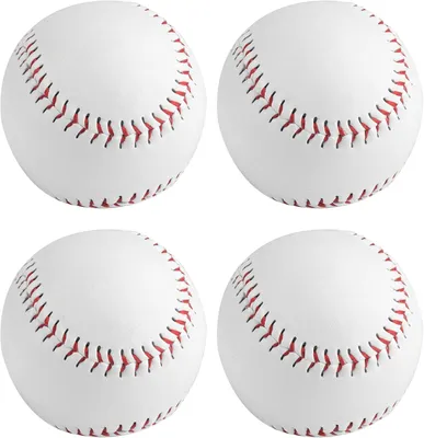 Image de Balles de baseball, 22,5 cm, lot de 4, en PU, pour l'entraînement, adaptées aux jeunes et aux adultes