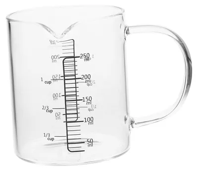 Productafbeelding van Glazen maatbeker met handvat en schaalverdeling, 250 ml