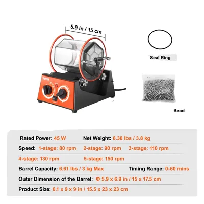 Zdjęcie produktu dla Tokarka VEVOR, regulowana prędkość, udźwig 3 kg i 5 kg, udźwig 3 kg