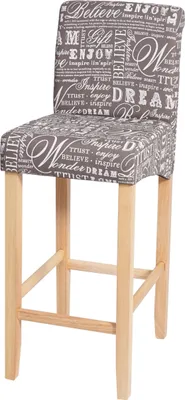 Obrázek produktu pro Barová stolička HWC-C33, barová stolička, dřevo s certifikátem MVG  nápis, šedá, světlé nohy, látka/textil