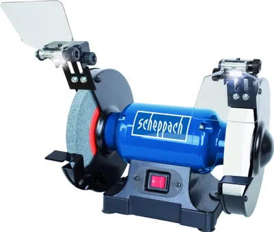 Image de Scheppach Meuleuse double SM200AL | Puissance 500W | Pare-étincelles réglable | Disque de ponçage 200mm Ø | Disque de finition et d'ébarbage