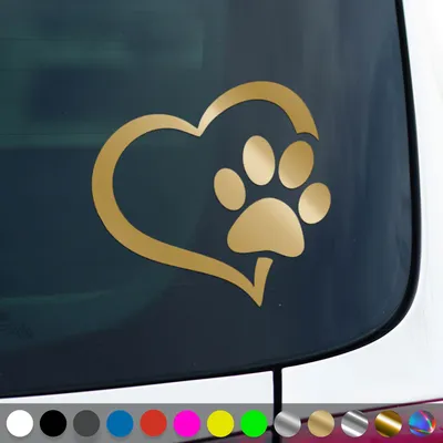 Produktbild von PantherPixel Pfote Aufkleber Herz Welpen Tatzen Katze Hundepfote Sticker Auto Geschenkidee Farbe Gold