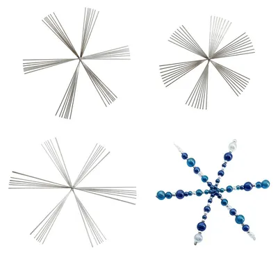 Produktbild von Drahtsterne Bastelset Weihnachten Schneeflocken 24 Stück 3 Größen 9,4/11,4/15 cm Perlensterne DIY Deko