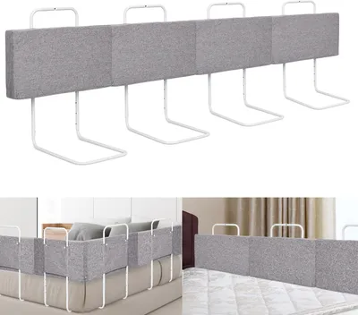 Produktbild von Jayseuw 4X 50cm Bettgitter Kinder Verstellbar Höhenverstellbares Gitterbettgitter Bettfallschutz Kinderbettgitter Baby Für Kleinkinder Oder Senioren Grau