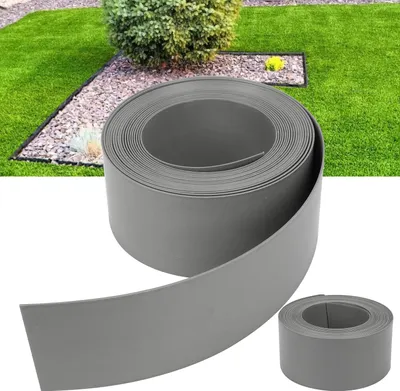 Produktbild von EINFEBEN Rasenkante Kies Beeteinfassung Mähkante Rasenband Beetumrandung Oberkante Gartenwegen Gartenumrandung Rasenbegrenzung Grau 2500x12.5cm