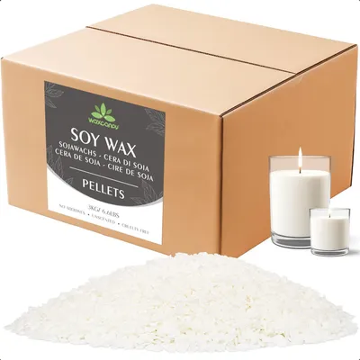 Immagine prodotto di Cera di soia per candele, 3 kg, cera di soia ecologica 100% naturale, ideale per la produzione di candele