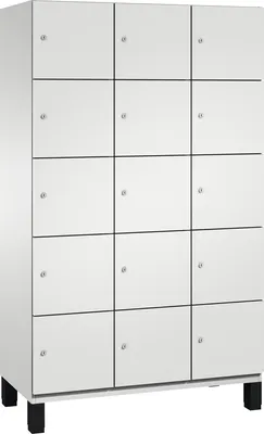 Produktbild von Fächerschrank, 3x5 Fächer, Abt. B 400 mm, Selbstbelüftungskonzept, BxTxH 1200x525x1980 mm, RAL 7035
