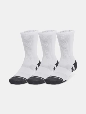 Produktbild von Under Armour UA Performance Tech Crew-Socken im 3er-Pack, uni, Crew-Socken, Grau, Weiß, Erwachsener, Uni, White / Jet Gray, L