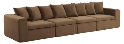Produktbild von sweeek - Modulares 5-Sitzer Sofa mit Chenille-Bezug - Braun