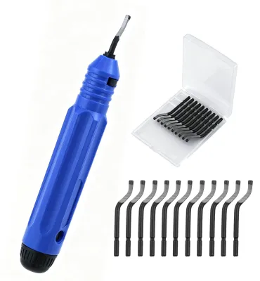 Entgratungswerkzeug, Handentgrater mit 11 Ersatzklingen, 360° rotierend