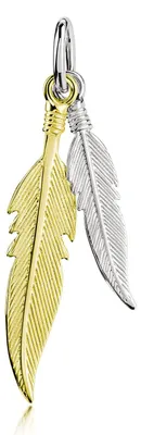 Image de Materia, pendentif pour collier femme, plume, argent sterling 925, plaqué or, bicolore, avec chaîne, modèle KA-132-Gold