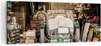 Produktbild von Bild auf Leinwand - Leinwandbild - Einteilig - Historisch Auto Garage - 100x40cm - Wand Bild - Wanddeko - Wandbilder - Leinwanddruck - Bilder - Wanddekoration - Leinwand bilder - AB100x40-4562
