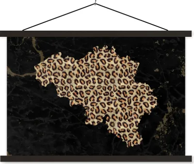 Produktbild von MuchoWow® Textilposter Karte - Belgien - Pantherdruck 120x80 cm mit schwarzem Rahmen - Wanddeko