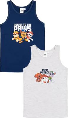 Produktbild von Paw Patrol Unterhemd für Jungen - Kinder Tank Top Hemdchen Unterwäsche Blau/Grau (2er Pack) 110-116