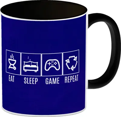 Produktbild von Eat, sleep, GAME, repeat Kaffeebecher Schwarz Auf der Suche nach einem