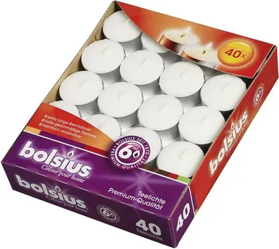 Produktbild von Bolsius Teelichter 40er Box weiß