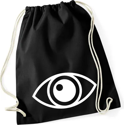 Produktbild von Huuraa Turnbeutel Auge Eye 12 Liter Black Baumwolle Rucksack Geschenkidee