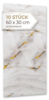 Produktbild von Dalsys 10x Wandverkleidung selbstklebend 60x30cm Marmoroptik Onyxweiß - PVC Wandpaneele, flexible Wandverkleidung Badezimmer wasserfest, 2,3mm Materialstärke, Spritzschutz Küchenrückwand