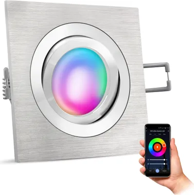Produktbild von SSC-LUXon QF-2 Design Einbaustrahler Smart GU10 schwenkbar & dimmbar bis zu 16 Millionen Farben - kompatibel mit Alexa, Siri & Google