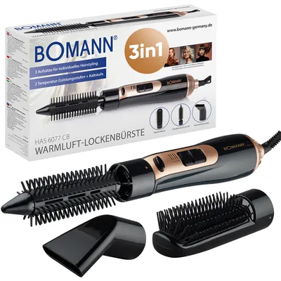Immagine prodotto di Spazzola ad aria calda Bomann 3 attacchi adatti a tutte le lunghezze di capelli | con impostazione a freddo | 2 impostazioni | cavo a 360° | spazzola ad aria calda per capelli corti | HAS 6077 CB