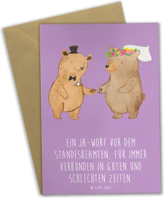 Produktbild von Mr. & Mrs. Panda Grußkarte Standesamtliche Trauung Versprechen - Lavendeltraum - Geschenk, osterkarte, weihnachtskarten, Geschenke, rechtlich, Braut, genesungskarte, Ehe