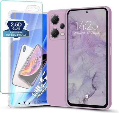 Produktbild von Hülle für Xiaomi Redmi Note 12 5G mit 9H Displayglas Displayschutz Plus Case Cover Bumper Silikon Softgrip Schutzhülle Farbe: Lila